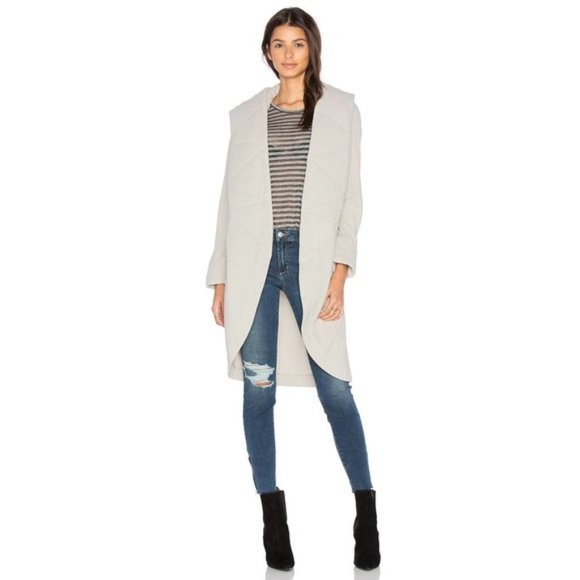 Young Fabulous Broke Cream Quilted Blanket Open Cardigan Jacket S/M Cozy NWT - Picture 4 of 8